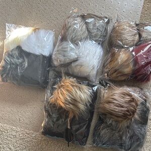 Chic Women's Faux Fur pom poms. Collection - Black, White, Brown